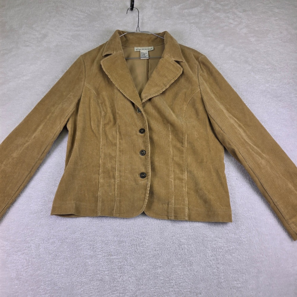 Requirements Tan Corduroy Blazer Jacket Womens Large Brown 4 Button Ribbed L